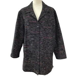 Travelsmith Vintage Black Multicolor Cotton Silk Weave Button Down Shacket NEW